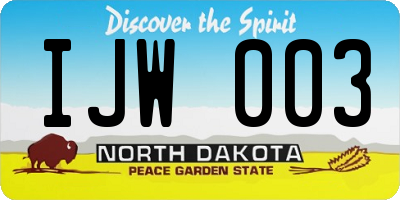 ND license plate IJW003