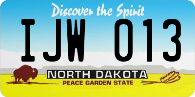 ND license plate IJW013