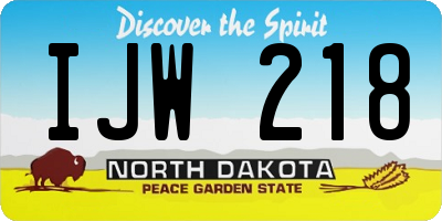 ND license plate IJW218