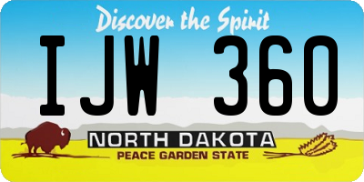 ND license plate IJW360