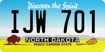 ND license plate IJW701