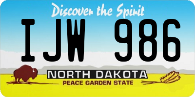 ND license plate IJW986