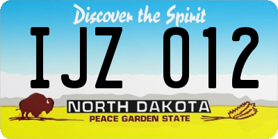 ND license plate IJZ012