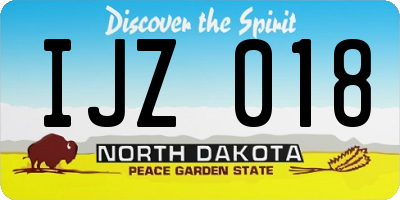 ND license plate IJZ018