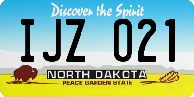 ND license plate IJZ021