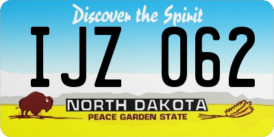 ND license plate IJZ062
