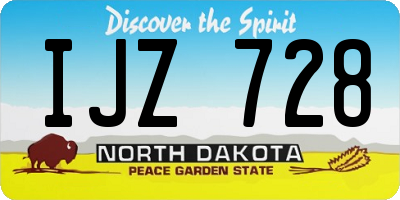 ND license plate IJZ728