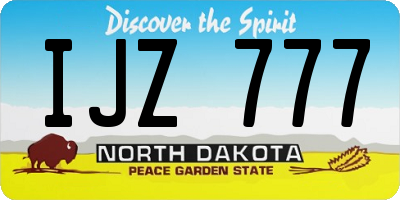ND license plate IJZ777