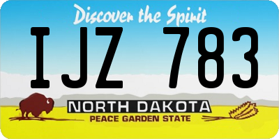 ND license plate IJZ783