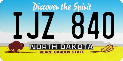ND license plate IJZ840