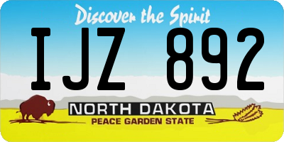 ND license plate IJZ892