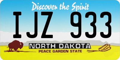 ND license plate IJZ933
