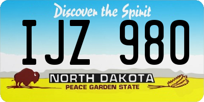 ND license plate IJZ980