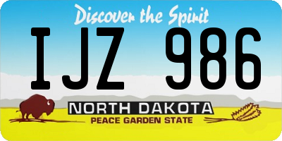 ND license plate IJZ986
