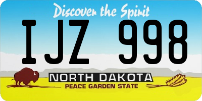 ND license plate IJZ998
