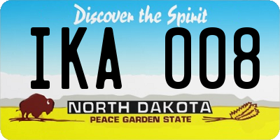 ND license plate IKA008