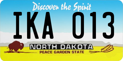 ND license plate IKA013