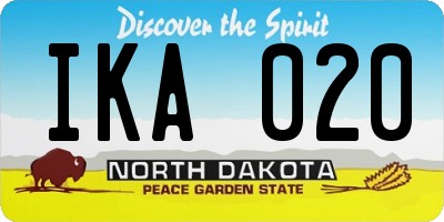 ND license plate IKA020