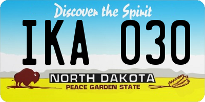 ND license plate IKA030