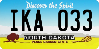 ND license plate IKA033