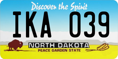 ND license plate IKA039