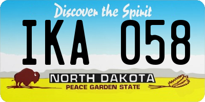 ND license plate IKA058