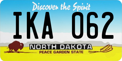 ND license plate IKA062