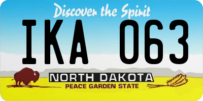 ND license plate IKA063