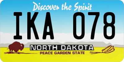 ND license plate IKA078