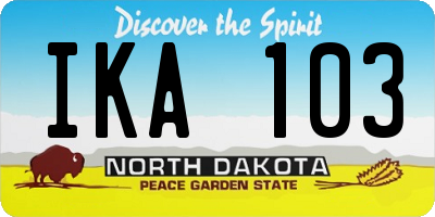 ND license plate IKA103