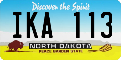 ND license plate IKA113