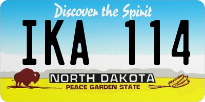 ND license plate IKA114