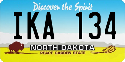 ND license plate IKA134