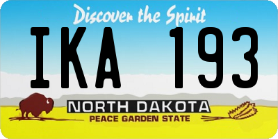 ND license plate IKA193