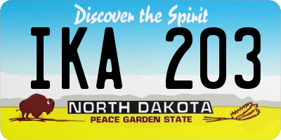 ND license plate IKA203