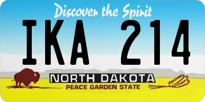 ND license plate IKA214