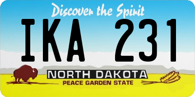 ND license plate IKA231