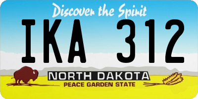 ND license plate IKA312