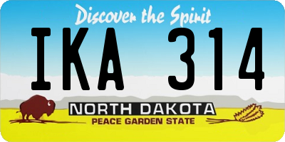 ND license plate IKA314