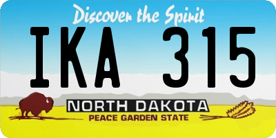 ND license plate IKA315