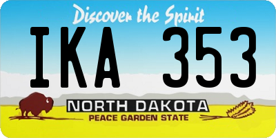 ND license plate IKA353