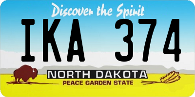 ND license plate IKA374