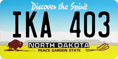 ND license plate IKA403