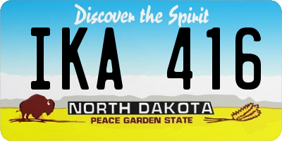 ND license plate IKA416