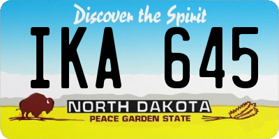 ND license plate IKA645