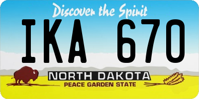 ND license plate IKA670