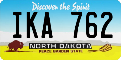 ND license plate IKA762