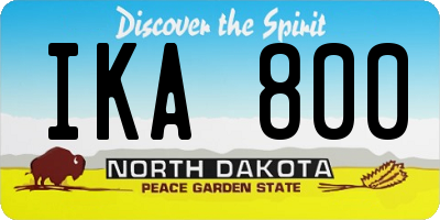 ND license plate IKA800