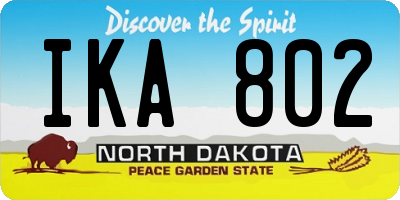 ND license plate IKA802