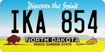 ND license plate IKA854